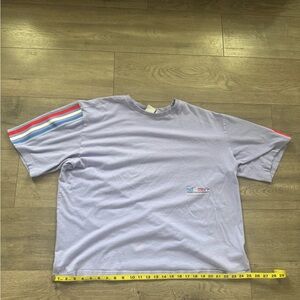 adidas Light Purple Tee with Multicolor Stripes
